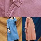 Vivid pink quilting dresses o neck Chinese Button Dresses  Dresses