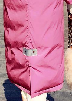 Warm Loose fitting womens parka Jackets pink hooded zippered down coat winter