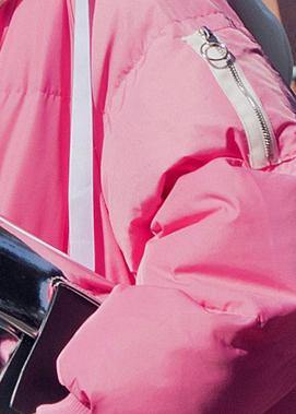 Warm pink down coat winter Loose fitting down jacket hooded drawstring fine coats