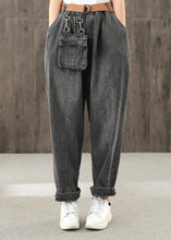 Load image into Gallery viewer, Washed denim black autumn casual trousers loose harem pants