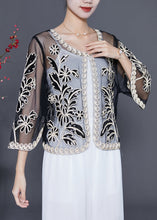 Load image into Gallery viewer, White Oversized Tulle Cardigans Embroideried Sequins Summer