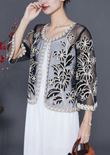 Load image into Gallery viewer, White Oversized Tulle Cardigans Embroideried Sequins Summer