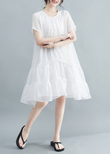 Load image into Gallery viewer, White Patchwork Cotton Long Dresses Exra Large Hem Summer