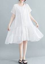Load image into Gallery viewer, White Patchwork Cotton Long Dresses Exra Large Hem Summer