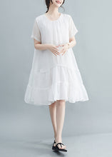 Load image into Gallery viewer, White Patchwork Cotton Long Dresses Exra Large Hem Summer