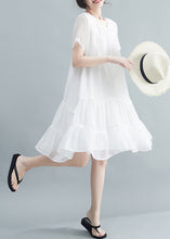 Load image into Gallery viewer, White Patchwork Cotton Long Dresses Exra Large Hem Summer