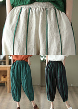 Load image into Gallery viewer, White Patchwork Linen Harem Pants Pockets Striped Summer