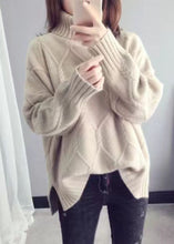 Load image into Gallery viewer, White Sweater Tops High Neck Loose Fitting Spring Knitwear