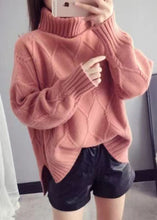 Load image into Gallery viewer, White Sweater Tops High Neck Loose Fitting Spring Knitwear