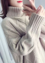Load image into Gallery viewer, White Sweater Tops High Neck Loose Fitting Spring Knitwear