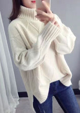 Load image into Gallery viewer, White Sweater Tops High Neck Loose Fitting Spring Knitwear