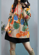 Load image into Gallery viewer, Women Apricot O-Neck Print Casual Fall Knit Cardigans