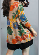 Load image into Gallery viewer, Women Apricot O-Neck Print Casual Fall Knit Cardigans