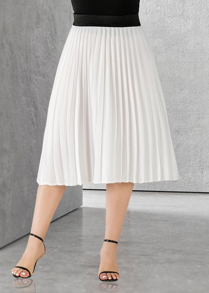 Women Apricot Wrinkled Elastic Waist Patchwork Chiffon Skirts Summer