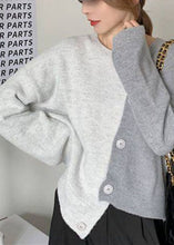Load image into Gallery viewer, Women Beige Asymmetrical Button Knit Knit Winter sweaters