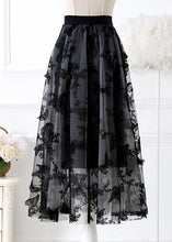 Load image into Gallery viewer, Women Black Butterfly Elastic Waist Tulle A Line Skirts Spring