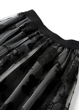 Load image into Gallery viewer, Women Black Butterfly Elastic Waist Tulle A Line Skirts Spring
