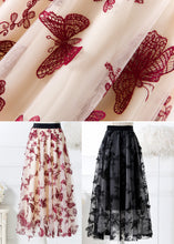 Load image into Gallery viewer, Women Black Butterfly Elastic Waist Tulle A Line Skirts Spring