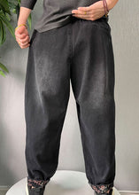 Load image into Gallery viewer, Women Black Embroideried Pockets denim Pants Spring