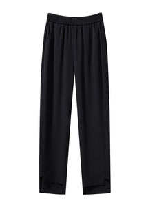 Women Black Oversized Pockets Spandex Harem Pants Fall