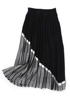 Women Black Patchwork Plaid Knit Skirts Winter