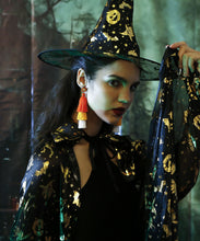 Load image into Gallery viewer, Women Black Rice Ball Silk Cotton Tassel Drop Earrings