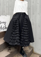 Load image into Gallery viewer, Women Black Ruffled Patchwork A Line Fall Skirts