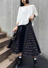 Load image into Gallery viewer, Women Black Ruffled Patchwork A Line Fall Skirts