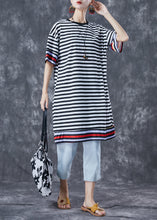 Load image into Gallery viewer, Women Black Striped Ice Silk Knit Vacation Dresses Summer