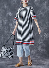Load image into Gallery viewer, Women Black Striped Ice Silk Knit Vacation Dresses Summer