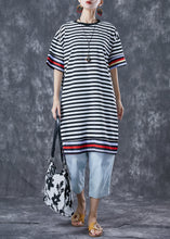 Load image into Gallery viewer, Women Black Striped Ice Silk Knit Vacation Dresses Summer