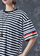 Load image into Gallery viewer, Women Black Striped Ice Silk Knit Vacation Dresses Summer