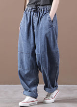Load image into Gallery viewer, Women Blue Cinched Pockets denim Pants Spring