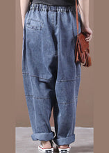 Load image into Gallery viewer, Women Blue Cinched Pockets denim Pants Spring