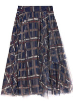Women Blue Plaid zippered A Line Skirt Summer