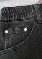 Women Blue Pockets Side Open Patchwork Denim Skirts Summer