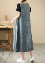 Load image into Gallery viewer, Women Blue Pockets Wrinkled Patchwork Denim Dresses Summer