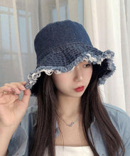 Load image into Gallery viewer, Women Blue Tassel Denim Holiday Bucket Hat