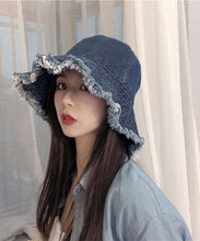Load image into Gallery viewer, Women Blue Tassel Denim Holiday Bucket Hat