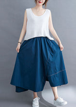 Load image into Gallery viewer, Women Blue Wrinkled Asymmetrical Patchwork Cotton Skirts Summer