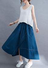 Load image into Gallery viewer, Women Blue Wrinkled Asymmetrical Patchwork Cotton Skirts Summer