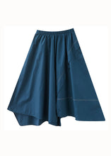 Load image into Gallery viewer, Women Blue Wrinkled Asymmetrical Patchwork Cotton Skirts Summer