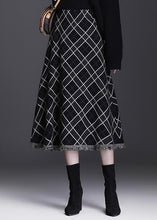 Load image into Gallery viewer, Women Brown Tasseled Plaid Knit Skirts Winter
