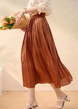 Load image into Gallery viewer, Women Caramel Wrinkled Patchwork Silk Skirts Summer