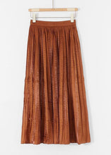Load image into Gallery viewer, Women Caramel Wrinkled Patchwork Silk Skirts Summer