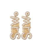 Women Champagne Rice Ball Graphic Sequins Graphic Drop Earrings