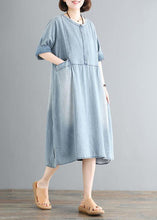 Load image into Gallery viewer, Women Cotton Wardrobes 18th Century Vintage Pure Color Loose Denim Midi Dress