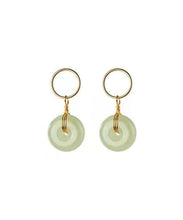 Load image into Gallery viewer, Women Cyan Sterling Silver Overgild 14K Gold Jade Drop Earrings