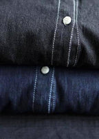 Women Denim Black Top Silhouette Lapel Pockets Vestidos De Lino Spring Shirts