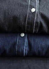 Load image into Gallery viewer, Women Denim Black Top Silhouette Lapel Pockets Vestidos De Lino Spring Shirts